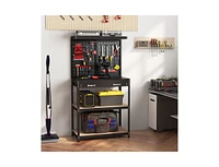 Slickblue Tool Storage Workbench with Pegboard with 14 Hanging Accessories for Garage