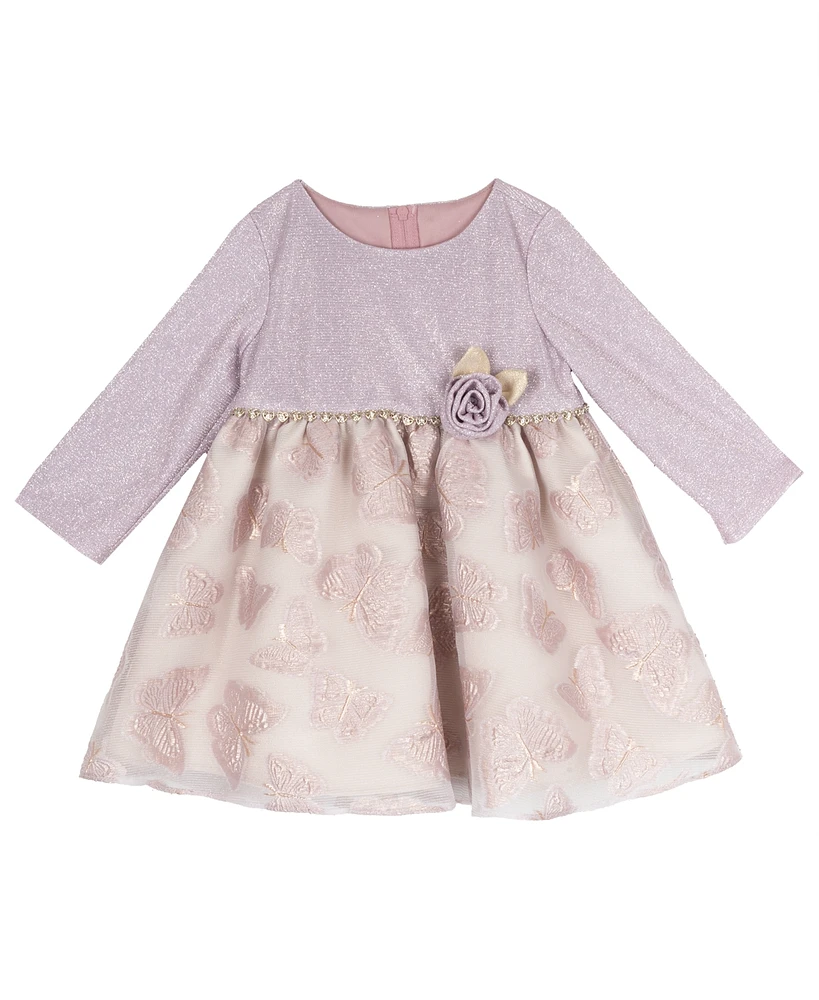 Rare Editions Baby Girl Lurex And Organza Social Dress