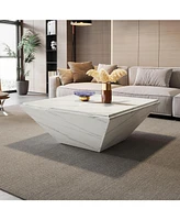 Tribesigns Coffee Table, 35.43-Inch Square Coffee Table with Faux Marble Tabletop, Modern Center Table for Living Room, Large Engineered Wood Cocktail