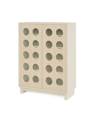 Tribesigns Shoe Cabinet with Adjustable Shelves: Modern Storage Buffet Cabinet with Acrylic Doors and Led Light, 5