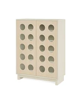 Tribesigns Shoe Cabinet with Adjustable Shelves: Modern Storage Buffet Cabinet with Acrylic Doors and Led Light, 5