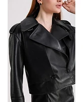 Furniq Uk Women's Leather Jacket, Black