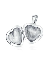 Bling Jewelry Simple Plain Keepsake Domed Puff carved Leaf Heart Shaped Photo Locket For Women Holds Photos Pictures Silver Necklace Pendant Large