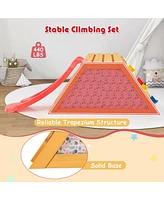 Costway 5-in-1 Indoor Jungle Gym Montessori Climbing Toys with Slide for Toddlers Wooden