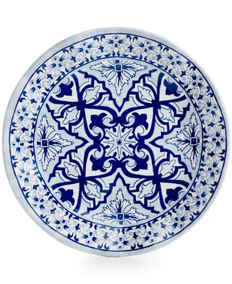 Q Squared Talavera Azul Collection Melamine 8" Salad Plate, Set of 4