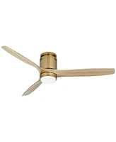 52" Windspun Modern Indoor Ceiling Fan 3 Blade Led Light Remote Control Soft Brass Finish Wood Blades Bedroom Living Room Kitchen Dining Office Hugger