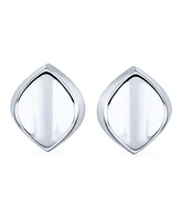 Bling Jewelry Minimalist Oval Concave Clip On Earrings For Women Non Pierced Ears Sterling Silver Alloy Clip