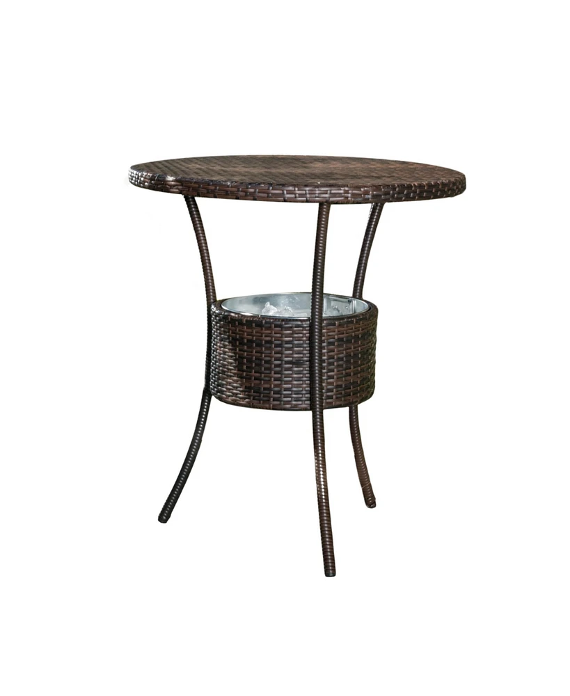 Oyster Bay Multi Brown Rattan Counter Table W/ Ice Pail