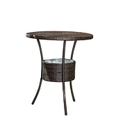 Oyster Bay Multi Brown Rattan Counter Table W/ Ice Pail