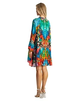 La Moda Clothing Women's Printed Pleated Short Dress