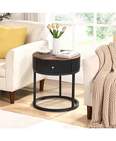 Simplie Fun Sturdy Round Nightstand with Drawer