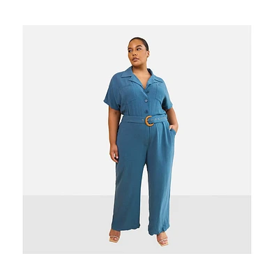 Rebdolls Women's Padma Linen Belted Jumpsuit