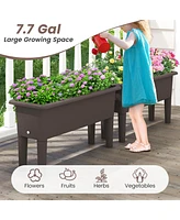 Slickblue 2 Pieces Raised Garden Beds Self-Watering Planter Box with Detachable Legs and Drainage Hole