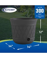 Suncast 14 x 12" Resin Decorative Hideaway Outdoor Garden Hose Storage Pot, Gray