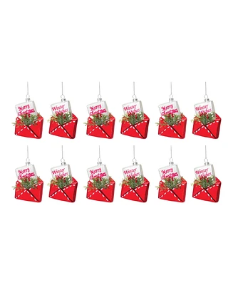 Slickblue Glittered Glass Santa Letter Ornament (Set of 12)