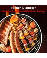 Sugift 14 in. Steel Bbq Grill with Lid Portable Charcoal Grill for Outdoor Camping