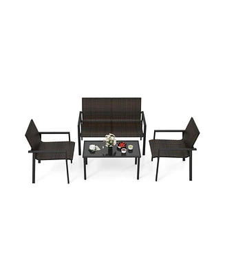 Slickblue 4 Pieces Patio Furniture Set with Heavy Duty Galvanized Metal Frame