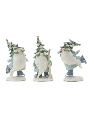 Slickblue Pine Tree Gnome With Skis And Skates (Set of 3)