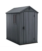 Keter Darwin 4 Foot x 6 Foot Outdoor Garden Tool Storage Shed w/Window, Graphite