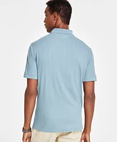 Alfani Men's Stretch Textured Stripe Jacquard Polo, Created for Macy's