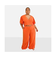 Rebdolls Plus Leticia Linen Wide Leg Pants