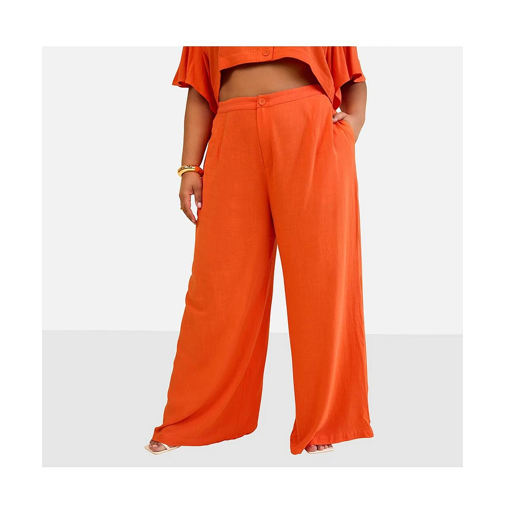 Rebdolls Plus Leticia Linen Wide Leg Pants