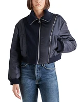 Steve Madden Women's Storm Mixed-Media Bomber Jacket