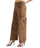 Steve Madden Women's Maise Leopard-Print Barrel-Cut Pants