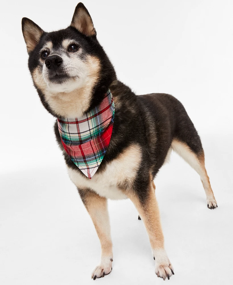 Family Pajamas Cotton Winterton Plaid Christmas Pet Bandana, Created for Macy's