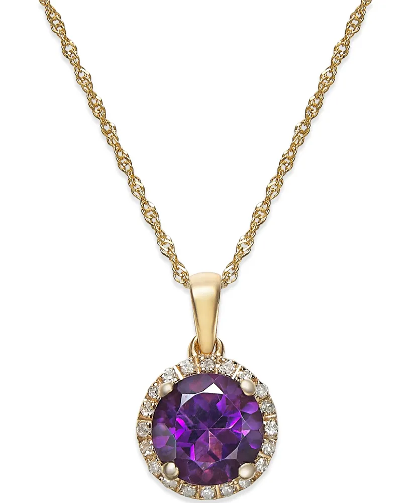 Amethyst (1-1/10 ct. t.w.) and Diamond Accent Pendant Necklace in 14k Gold