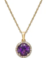 Amethyst (1-1/10 ct. t.w.) and Diamond Accent Pendant Necklace in 14k Gold