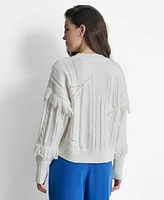 Dkny Women's Fringed Mixed-Stitch Sweater