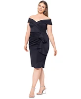 Xscape Plus Off-The-Shoulder Ruffled-Skirt Cocktail Dress