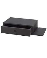 Woodek Black Hardwood Nightstand with an Open Shelf on the Right and a Drawer - Side Table for Bedroom