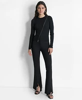 Dkny Women's Ribbed Asymmetrical-Zip Sweater