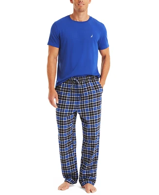 Nautica Men's Plaid Pajama Pants & Solid T-Shirt Set