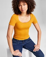 And Now This Women's Scoop-Neck Short-Sleeve Thermal Top, Created for Macy's