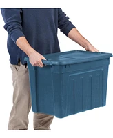 Iris 20 Gallon Heavy-Duty Storage Plastic Bin Tote Container, Navy, Set of 4