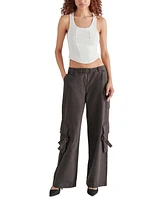 Steve Madden Women's Eos Cotton Wide-Leg Cargo Pants