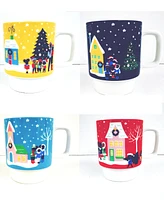 Black Paper Party Tis The Season Mug Tower,Set of 4