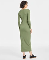 On 34th Women's Scoop-Neck Rib-Knit Ankle Maxi Dress, Created for Macy's