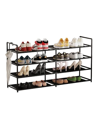 Sugift 4-Tier Shoe Rack Shoe Organizer with Shelves for Closet Entryway, Black