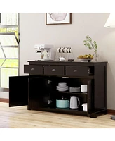 Slickblue 3 Drawers Sideboard Buffet Storage with Adjustable Shelves