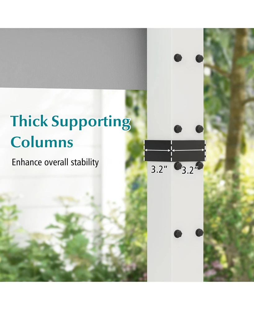 Slickblue Outdoor Pergola with Retractable Canopy and Aluminum Frame