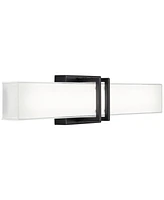 Exeter Modern Wall Lights Set of 2 Black Metal Hardwired 4.5" Led Fixture White Rectangular Glass Shade for Bedroom Bathroom Vanity Living Room Home H