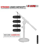 5 Core Desk Microphone Stand • Adjustable Height Extendable Boom Arm • Table Mic Holder w Round Base - Mssb W