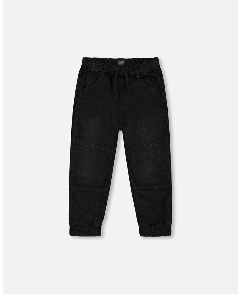 Deux par Toddler Boys French Terry Jogger Pants Black Denim - Toddler|Child