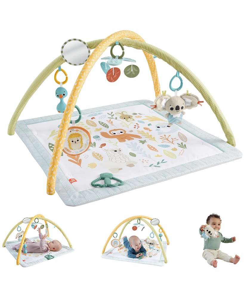 Fisher-Price Simply Senses Newborn Gym Baby Activity Mat with 6 Sensory Toys - Multi