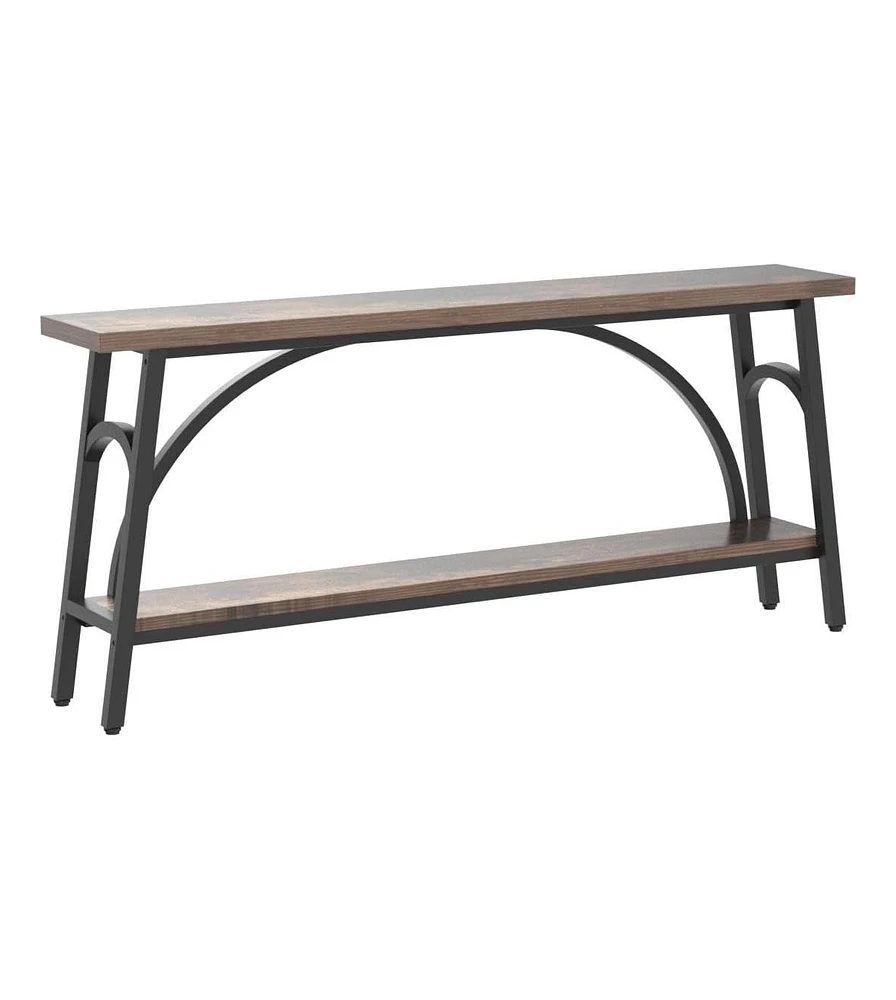 Tribesigns Extra Long Sofa Tables, 70.8”Console Table for Entryway, Wood Console 2 Tier Tv Stand, Behind Couch Living Room