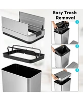 Slickblue 13.2 Gal Slim Kitchen Trash Can with Wing Lids and Stainless Steel Frame